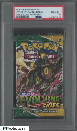 2021 Pokemon INT'L SWSH Evolving Skies Foil Pack Umbreon PSA 10 GEM MINT - Image 1