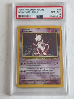 HOLO RARE BASE SET MEWTWO! PSA 8! NM-MINT! 1999 Pokemon Game #10/102 - Image 1