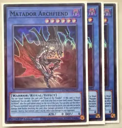 Yugioh! 3x Matador Archfiend MZMU-EN022 Super Rare 1st Ed NM - Image 1