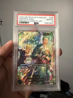 Namco Roronoa Zoro PRB02-006 SP Rare Foil Blocker The Azure Sea's Seven PSA 10 - Image 1