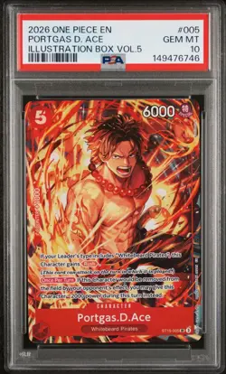 One Piece Illustration Box Vol 5 Portgas D. Ace ST15-005 PSA 10 Gem Mint English - Image 1