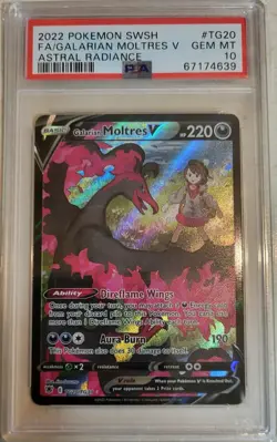 2022 Pokemon SWSH Astral Radiance #TG20 FA Galarian Moltres V PSA 10 Gem Mint - Image 1