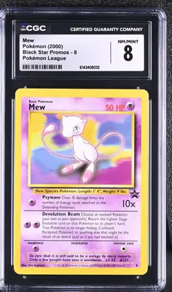 2000 Pokemon Black Star Promos Mew Pokemon League Non Holo #8 CGC 8 - Image 1