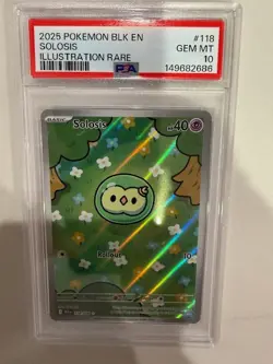 2025 Pokemon BLK EN SOLOSIS 118/086 Illustration Rare PSA 10 GEM MT - Image 1