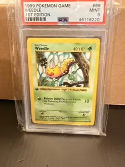 Pokemon TCG Weedle 1st Edition Base Set Shadowless PSA 9 69/102 1999 - Image 3