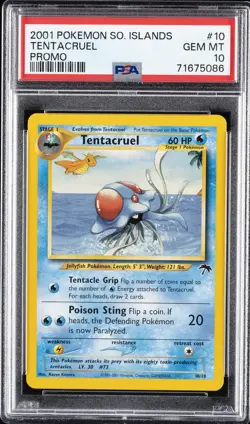 2001 POKEMON SOUTHERN ISLANDS PROMO #10 TENTACRUEL PSA 10 - Image 1