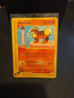 Growlithe 80/147 Aquapolis Common Pokemon TCG Card Vintage E-Reader LP - Image 1