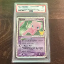 Mew EX HOLO RARE 88/92 (PSA 9 MINT) Celebrations Pokemon Cards - Image 1