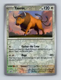 Tauros 128 2023 Pokemon Scarlet & Violet MEW 151 Reverse Holo Card NM+ (a) - Image 1