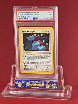2000 Pokemon Black Star Promo COOL PORYGON Holo Card #15 PSA 5 - Swirl / Saturn - Image 1