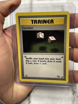 GAMBLER - Fossil Set - 60/62 - Common - Pokemon Card Unlimited Edition NM/MT Vtg - Image 1