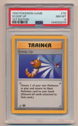 PSA 8 Pokemon Base Set 1st Edition Rare Scoop Up 78/102 NM/MINT Condition! - Image 1