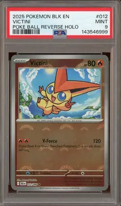 2025 Pokemon BLK EN Poke Ball Reverse Holo #012 Victino PSA 9 MINT - Image 1