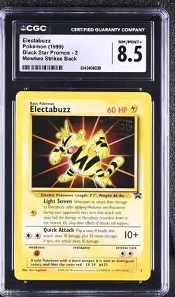 1999 Pokemon Black Star Promos Electabuzz Mewtwo Strike Back #2 CGC 8.5 - Image 1