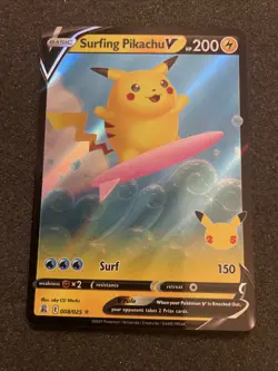 Surfing Pikachu V - 008/025 Ultra Rare Celebrations NM - M Pokemon TCG - Image 1