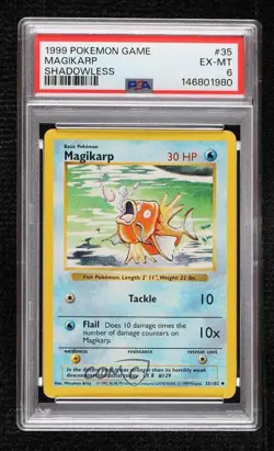 Magikarp Shadowless Pokemon Base Set PSA 6 1999 - Image 1