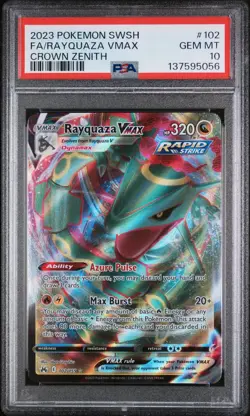 2023 POKEMON SWORD & SHIELD CROWN ZENITH #102 FULL ART/RAYQUAZA VMAX PSA 10 - Image 1
