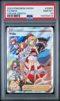 2023 POKEMON SWORD & SHIELD CROWN ZENITH #GG63 FULL ART/IRIDA PSA 10 - Image 1