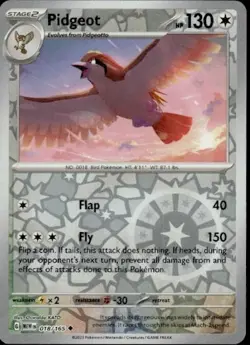 Pidgeot 018/165 Uncommon 151 Pokemon Reverse Holo - Image 1