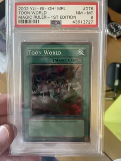 2002 Yu-Gi-Oh! MRL Magic Ruler 1st Edition #076 Toon World PSA 8 NM-MT - Image 1
