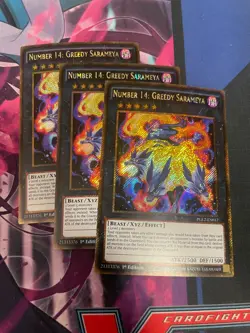YUGIOH - NUMBER 14: GREEDY SARAMEYA X3 - PGL2 - GOLD RARE - NM - 1ST ED - Image 1