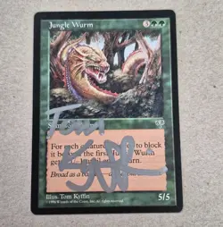 UNPLAYED SIGNED NM MTG Magic Jungle Wurm Mirage Tom Kyffin Edh Cube Vintage - Image 1