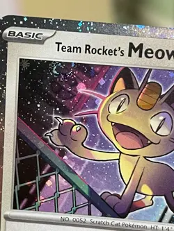 POKEMON TEAM ROCKET'S MEOWTH 149/182 COMMON COSMOS HOLO WITH SWIRL NM CARD - Image 3