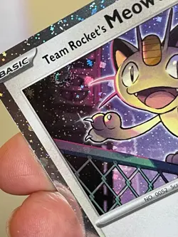 POKEMON TEAM ROCKET'S MEOWTH 149/182 COMMON COSMOS HOLO WITH SWIRL NM CARD - Image 4