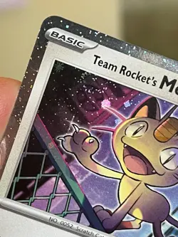 POKEMON TEAM ROCKET'S MEOWTH 149/182 COMMON COSMOS HOLO WITH SWIRL NM CARD - Image 5