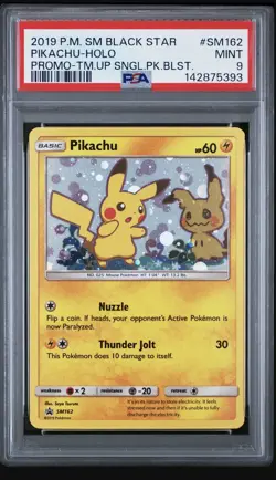 2019 Pokemon Pikachu Holo Black Star Promo TM #SM162 PSA 9 - Image 1