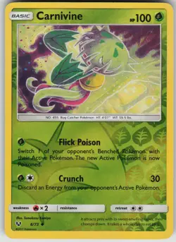 Pokemon TCG Carnivine Uncommon Reverse Holo Shining Legends 6/73 - Image 1