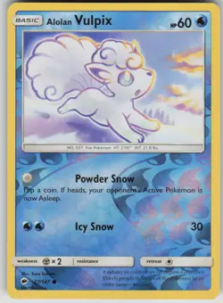 Pokemon TCG Alolan Vulpix Common Reverse Holo SM - Burning Shadows 27/147 - Image 1