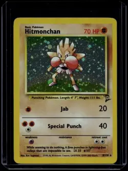 Pokemon TCG Hitmonchan 8/130 Base Set 2 Holo Rare NM - Image 1