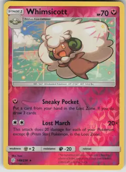 Pokemon TCG Whimsicott Rare Reverse Holo SM - Cosmic Eclipse 148/236 - Image 1