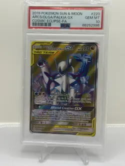 Pokemon TCG Arceus & Dialga & Palkia GX 220/236 Cosmic Eclipse Full Art Holo PS… - Image 1