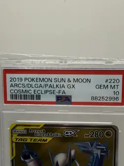 Pokemon TCG Arceus & Dialga & Palkia GX 220/236 Cosmic Eclipse Full Art Holo PS… - Image 2