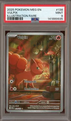 2025 Pokemon MEG EN #138 Vulpix Illustration Rare PSA 9 MINT - Image 1