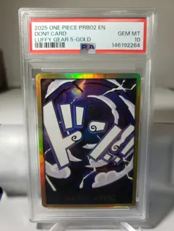 PSA 10 GEM MINT 2025 ONE PIECE LUFFY GEAR 5-GOLD DON!! CARD - Image 1