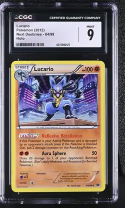 CGC 9 MINT Lucario 2012 Next Destinies 64/99 Holo Pokemon Card - Image 1