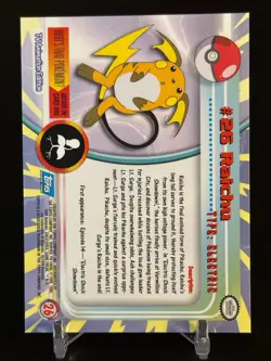 Topps Pokemon Card #26 Raichu Blue Logo NM - Image 2