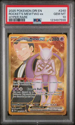 PSA 10 HYPER RARE TEAM ROCKET'S MEWTWO EX 2025 POKEMON DRI EN-DESTINED RIVALS - Image 1