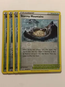 Pokemon Card Evolving Skies 4x Playset Reverse Holo Stormy Mountains 161/203 NM - Image 1