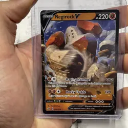 Pokemon Regirock V Ultra Rare SWSH01: Sword & Shield Base Set 104/202 NM Card - Image 1