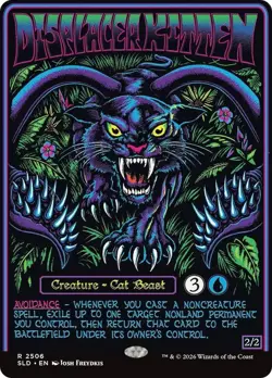 MTG Black Lights and Dark Dungeons Displacer Kitten Secret Lair Foil - Image 1