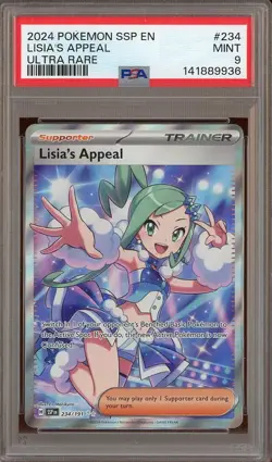 2024 Pokemon SSP EN Ultra Rare #234 Lisia's Appeal PSA 9 MINT - Image 1