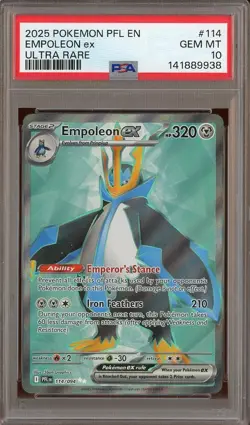 2025 Pokemon PFL EN Ultra Rare #114 Empoleon Ex PSA 10 GEM MINT - Image 1