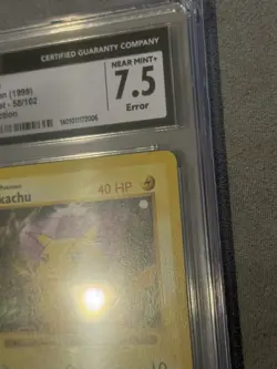 OBSTRUCTION ERROR Pikachu 58/102 Base Set Shadowless Red Cheeks 1999 Pokemon CGC - Image 2