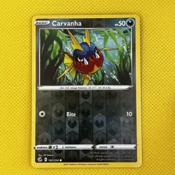 Carvanha 162/264 Reverse Holo Fusion Strike 2021 Pokemon Card NM - Image 1