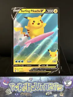 Pokemon Card Surfing Pikachu V 008/025 Celebrations Near Mint - Image 1