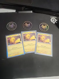 LOT OF 3 - Pikachu 051 /162 Stamped Promo 2026 Pokemon Day 30th TCG With Coins - Image 1